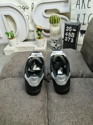 Adidas Superstar Black and Silver Metallic Lifestyle Sneakers 8