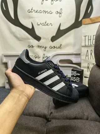 Adidas Superstar Black White Gray Purple Lifestyle Sneakers 5