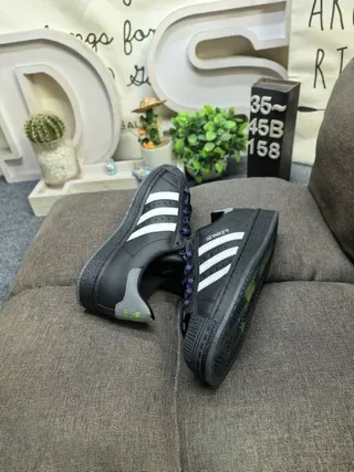 Adidas Superstar Black White Gray Purple Lifestyle Sneakers 6