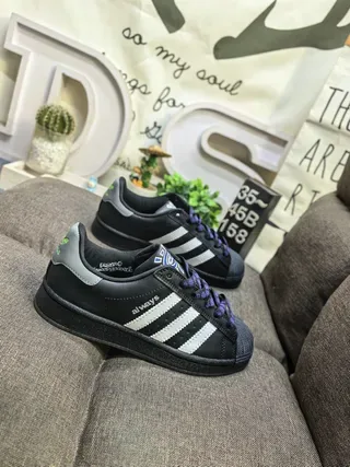 Adidas Superstar Black White Gray Purple Lifestyle Sneakers 9