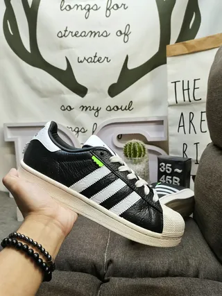 Adidas Superstar Black White Shell-Toe Three-Stripe Side Lifestyle Sneakers 5