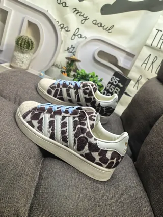 Adidas Superstar Giraffe-Print Light Blue Lace Lifestyle Sneakers 7