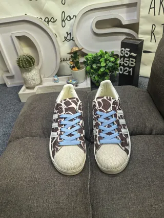 Adidas Superstar Giraffe-Print Light Blue Lace Lifestyle Sneakers 10