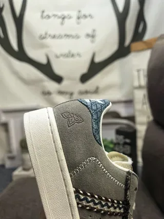 Adidas Superstar Gray Woven Stripe Denim Tab Lifestyle Sneakers 3