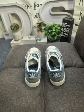 Adidas Superstar Gray Woven Stripe Denim Tab Lifestyle Sneakers 8