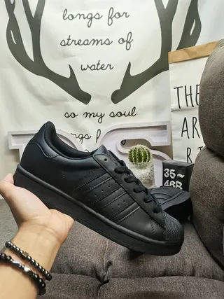 Adidas Superstar Monochrome Black Lifestyle Sneakers 5
