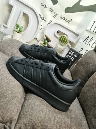 Adidas Superstar Monochrome Black Lifestyle Sneakers 7