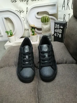 Adidas Superstar Monochrome Black Lifestyle Sneakers 10