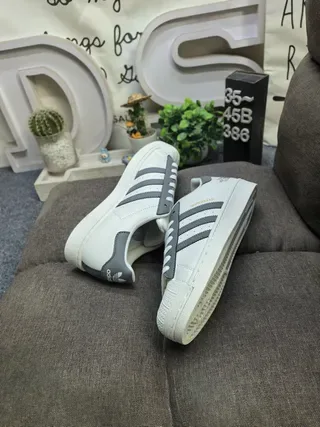 Adidas Superstar Off-White and Gray Lifestyle Sneakers 6