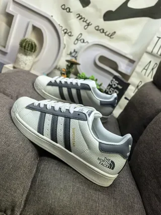 Adidas Superstar Off-White and Gray Lifestyle Sneakers 7