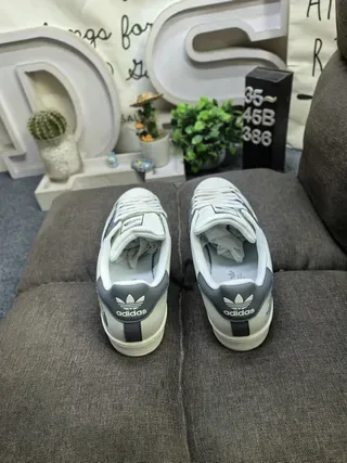 Adidas Superstar Off-White and Gray Lifestyle Sneakers 8