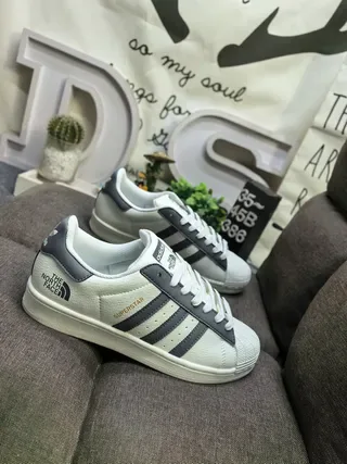 Adidas Superstar Off-White and Gray Lifestyle Sneakers 9