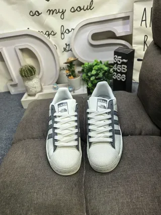 Adidas Superstar Off-White and Gray Lifestyle Sneakers 10
