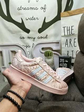 Adidas Superstar Quilted Dusty Pink Light Blue Lifestyle Sneakers 6