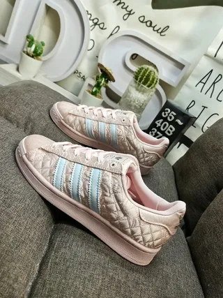 Adidas Superstar Quilted Dusty Pink Light Blue Lifestyle Sneakers 7