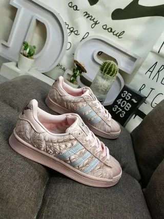 Adidas Superstar Quilted Dusty Pink Light Blue Lifestyle Sneakers 9