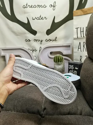 Adidas Superstar White and Green Lifestyle Sneakers 4