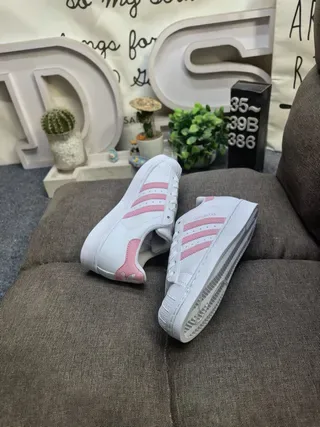 Adidas Superstar White and Pink Lifestyle Sneakers 6