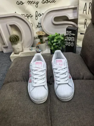 Adidas Superstar White and Pink Lifestyle Sneakers 10