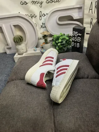 Adidas Superstar White and Red Lifestyle Sneakers 6
