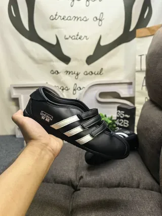 Adidas Tokyo Black Laceless Three-Stripe Lifestyle Sneakers 5