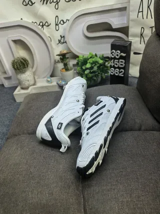 Adidas White Black Lightweight Mesh Upper Three-Stripe Side Panel Sneakers 6