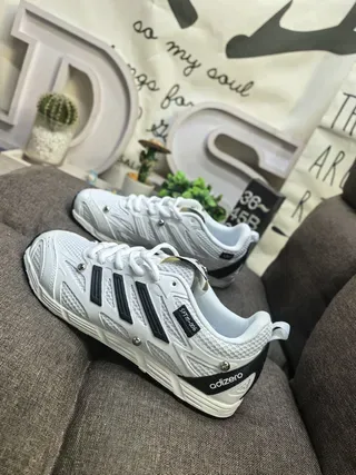 Adidas White Black Lightweight Mesh Upper Three-Stripe Side Panel Sneakers 7