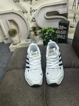 Adidas White Black Lightweight Mesh Upper Three-Stripe Side Panel Sneakers 10