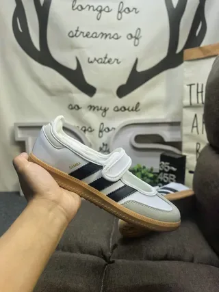 Adidas White Black T-Bar Velcro Strap Three-Stripe Side Panel Lifestyle Sneakers 5