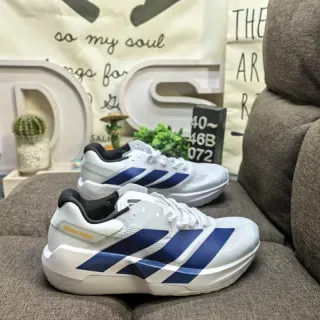 Adidas White Blue Mesh Upper Three-Stripe Side Branding Lifestyle Sneakers
