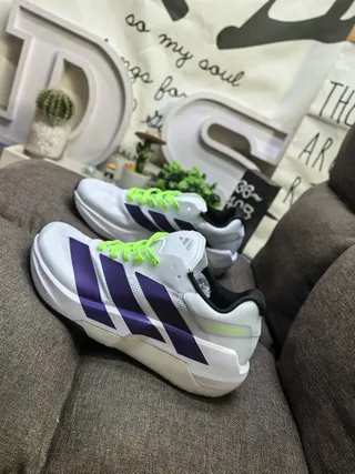 Adidas White Blue Mesh Upper Three-Stripe Side Branding Lifestyle Sneakers 7
