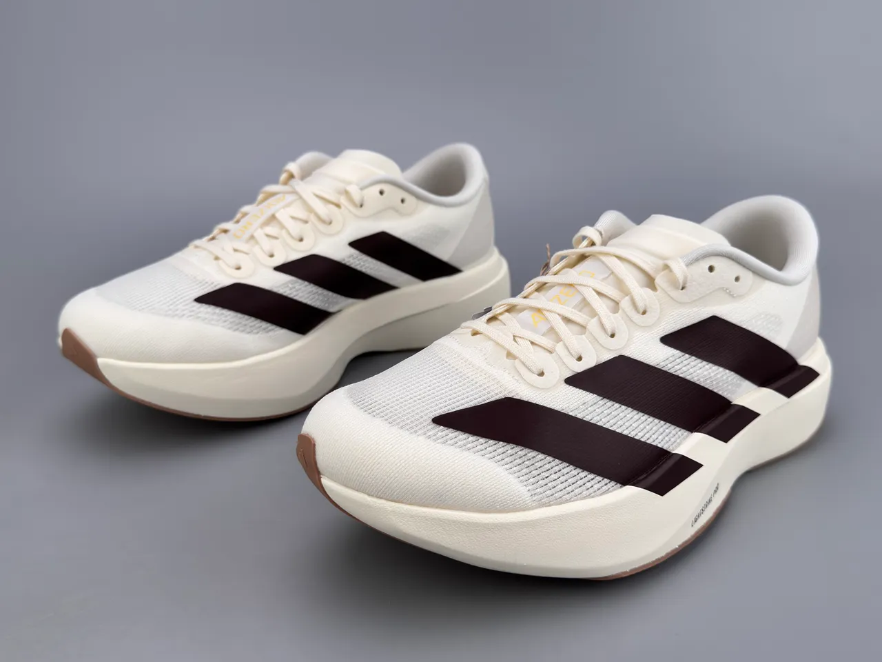 Adidas White Brown Engineered Mesh Upper Three-Stripe Side Panel Running Shoes 5