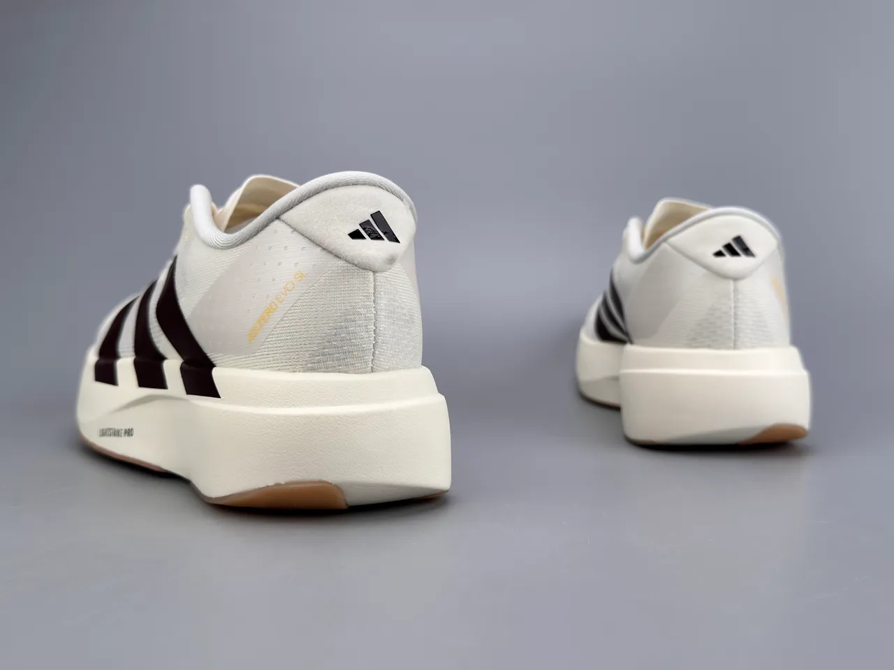 Adidas White Brown Engineered Mesh Upper Three-Stripe Side Panel Running Shoes 6