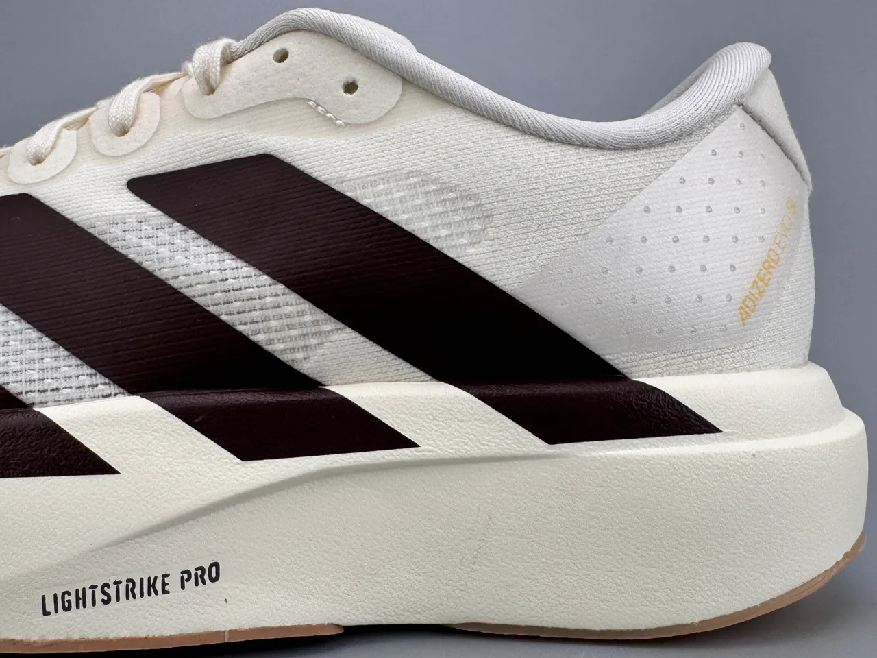 Adidas White Brown Engineered Mesh Upper Three-Stripe Side Panel Running Shoes 7