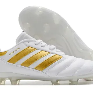Adidas White Gold লো-কাট লেদার আপার সেলাই করা প্যানেল নির্মাণ দৃঢ় মাটির ফুটবল জুতা