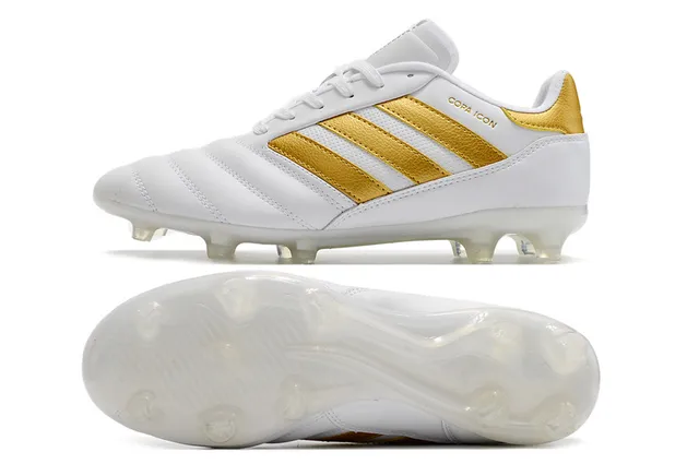 Adidas White Gold লো-কাট লেদার আপার সেলাই করা প্যানেল নির্মাণ দৃঢ় মাটির ফুটবল জুতা 9