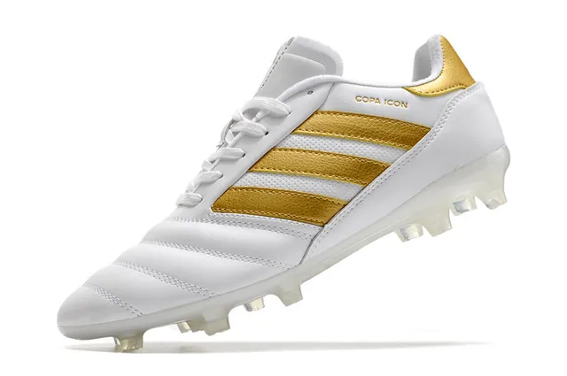Adidas White Gold লো-কাট লেদার আপার সেলাই করা প্যানেল নির্মাণ দৃঢ় মাটির ফুটবল জুতা 11