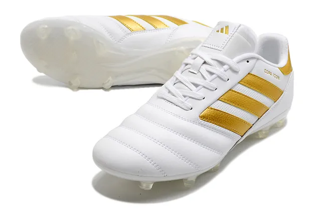 Adidas White Gold লো-কাট লেদার আপার সেলাই করা প্যানেল নির্মাণ দৃঢ় মাটির ফুটবল জুতা 13
