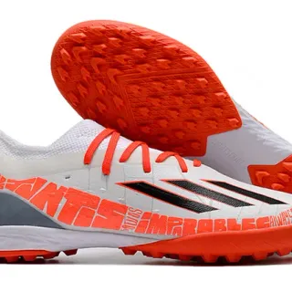Adidas Zapatillas Blancas Naranja Low-Cut Upper Sintético Malla Césped Fútbol