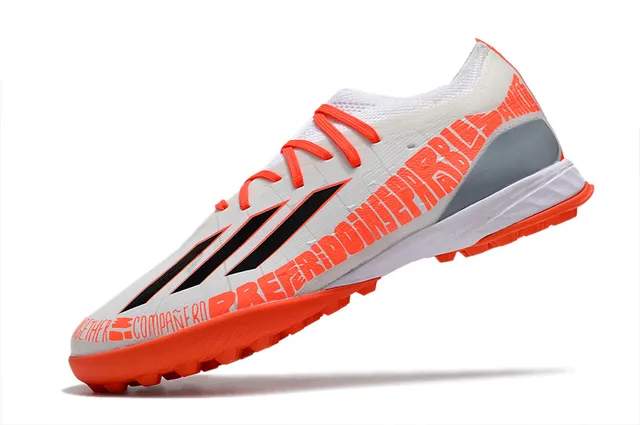 Adidas Sapatos Brancos Laranja Low-Cut Upper Sintético Malha Turf Soccer Shoes 3