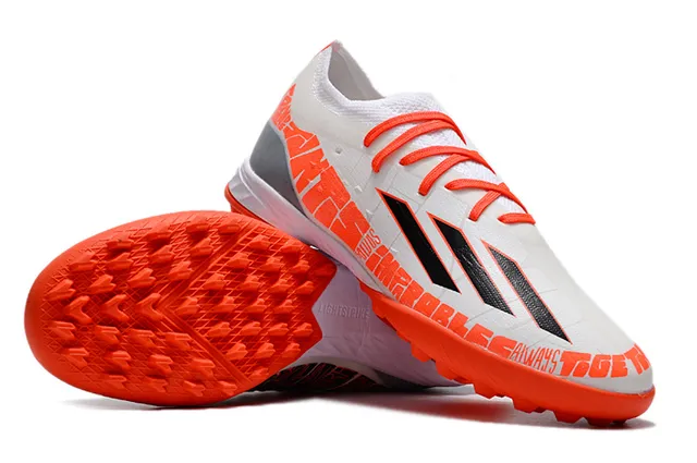 Adidas Sapatos Brancos Laranja Low-Cut Upper Sintético Malha Turf Soccer Shoes 4