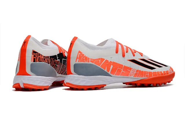 Adidas Sapatos Brancos Laranja Low-Cut Upper Sintético Malha Turf Soccer Shoes 5