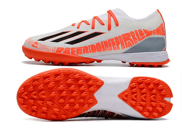 Adidas Sapatos Brancos Laranja Low-Cut Upper Sintético Malha Turf Soccer Shoes 6