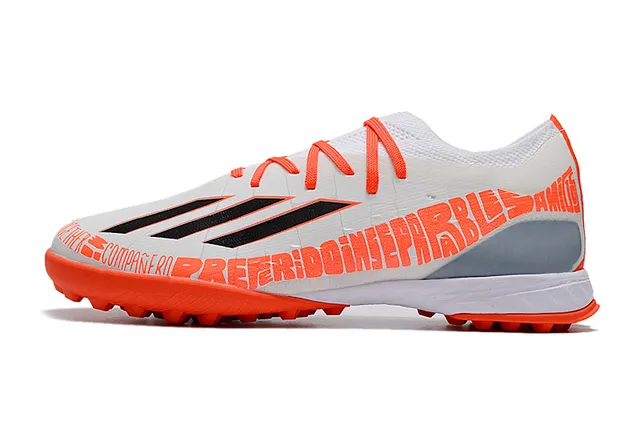 Adidas Sapatos Brancos Laranja Low-Cut Upper Sintético Malha Turf Soccer Shoes 7