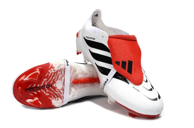 Adidas White Red Low-Cut Bootie Silhouette Transparent Heel Cage Firm-Ground Soccer Shoes 4