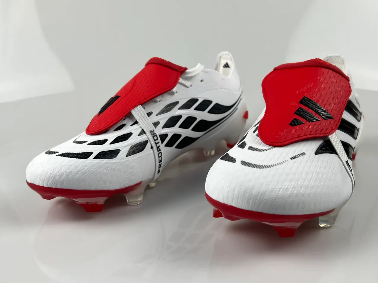 Adidas White Red Low-Cut Bootie Silhouette Transparent Heel Cage Firm-Ground Soccer Shoes 10