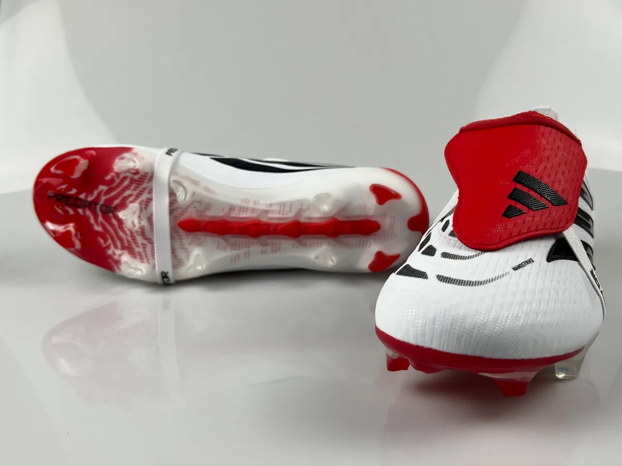 Adidas White Red Low-Cut Bootie Silhouette Transparent Heel Cage Firm-Ground Soccer Shoes 11
