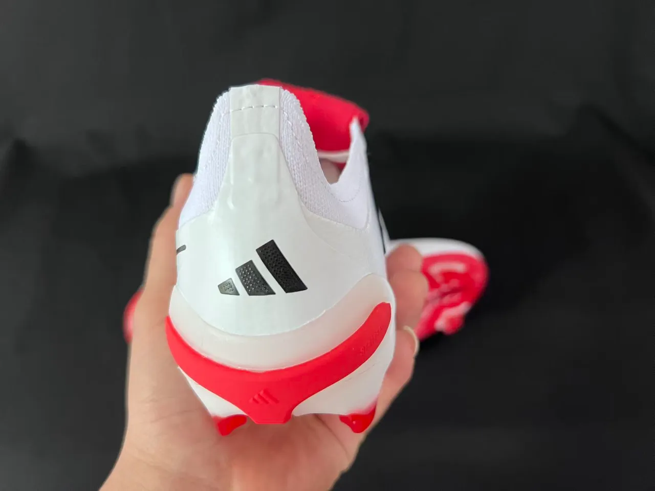 Adidas White Red Low-Cut Bootie Silhouette Transparent Heel Cage Firm-Ground Soccer Shoes 13