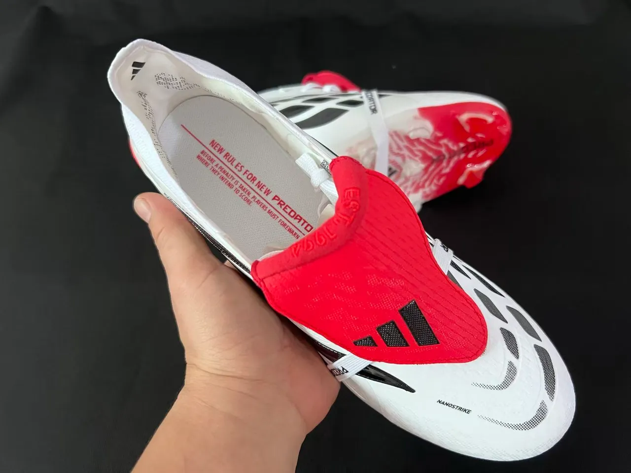 Adidas White Red Low-Cut Bootie Silhouette Transparent Heel Cage Firm-Ground Soccer Shoes 15
