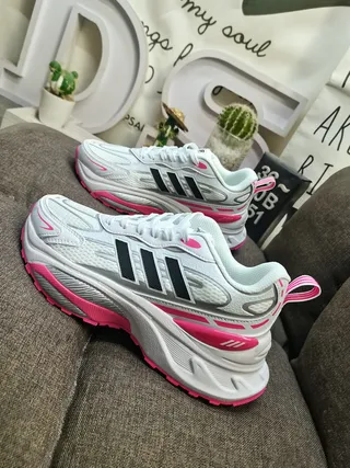 Adidas White Red Oversized Sole Mesh And Synthetic Overlay Construction Chunky Sneakers 17